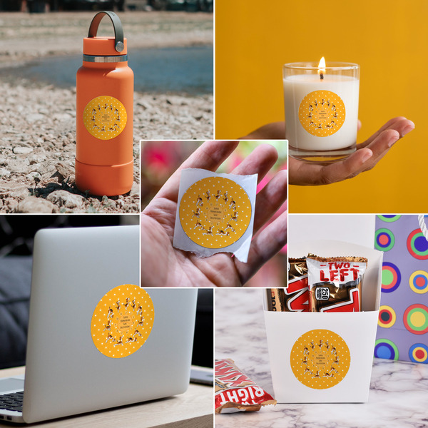 Yoga Dogs Sun Salutations Multipurpose Round Labels - In Context