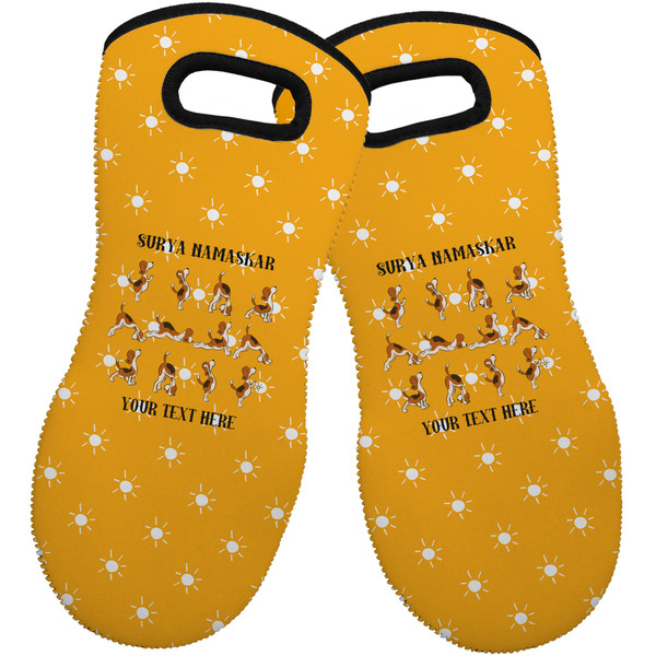 Yoga Dogs Sun Salutations Neoprene Oven Mitt -Set of 2 - Front