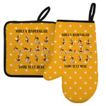 Yoga Dogs Sun Salutations Left Oven Mitt & Pot Holder Set w/ Name or Text