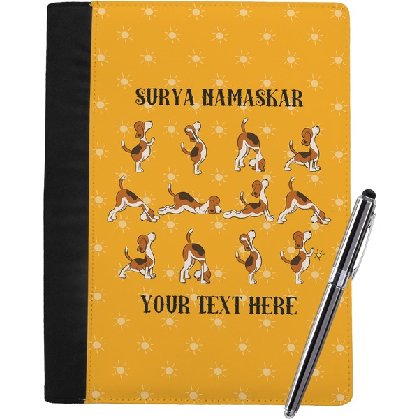 Custom Yoga Dogs Sun Salutations Notebook Padfolio - Large w/ Name or Text