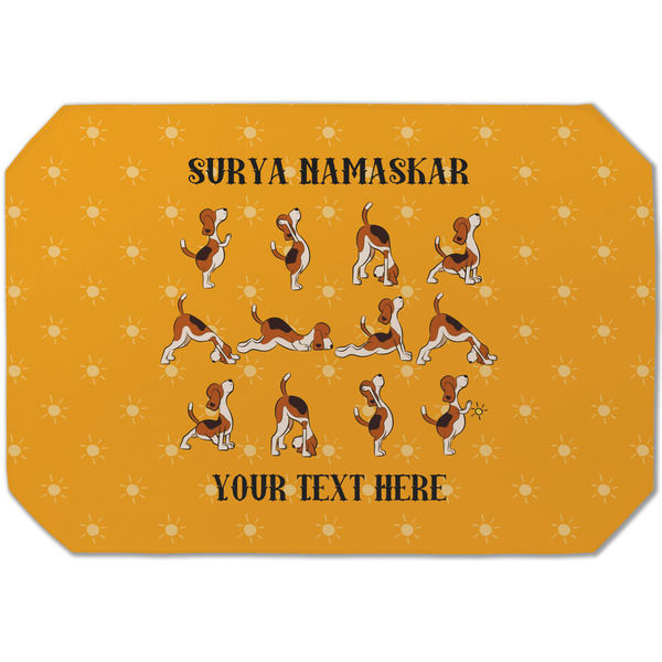 Custom Yoga Dogs Sun Salutations Dining Table Mat - Octagon (Single-Sided) w/ Name or Text