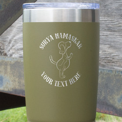 Yoga Dogs Sun Salutations 20 oz Stainless Steel Tumbler - Olive - Single Sided (Personalized)