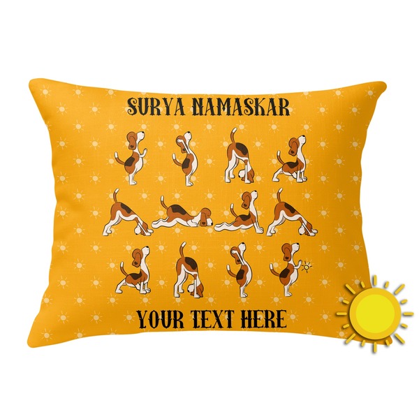 Custom Yoga Dogs Sun Salutations Outdoor Throw Pillow (Rectangular) (Personalized)