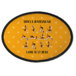 Yoga Dogs Sun Salutations Iron On Oval Patch w/ Name or Text