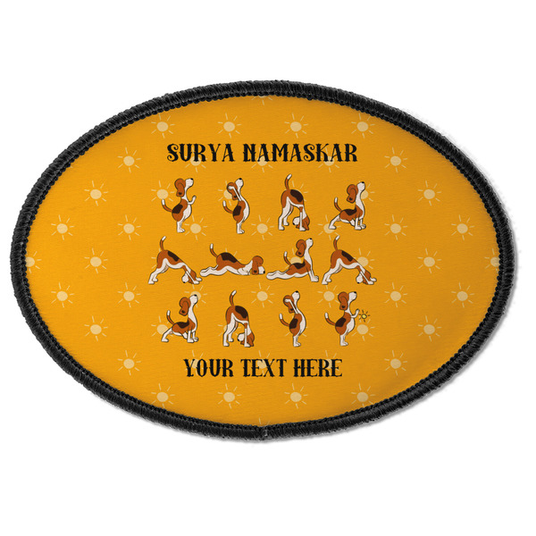 Custom Yoga Dogs Sun Salutations Iron On Oval Patch w/ Name or Text