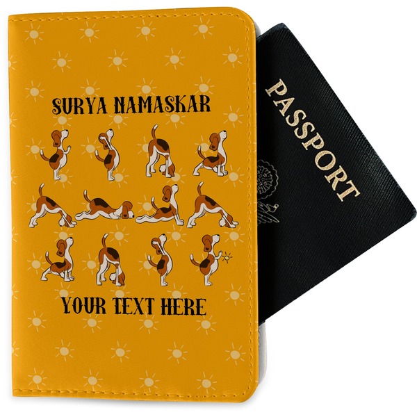 Custom Yoga Dogs Sun Salutations Passport Holder - Fabric (Personalized)