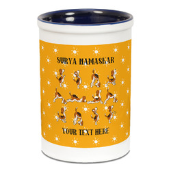 Yoga Dogs Sun Salutations Ceramic Pencil Holders - Blue