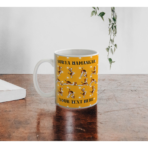 Yoga Dogs Sun Salutations Personalized Coffee Mug - Lifestyle
