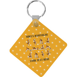 Yoga Dogs Sun Salutations Diamond Plastic Keychain w/ Name or Text