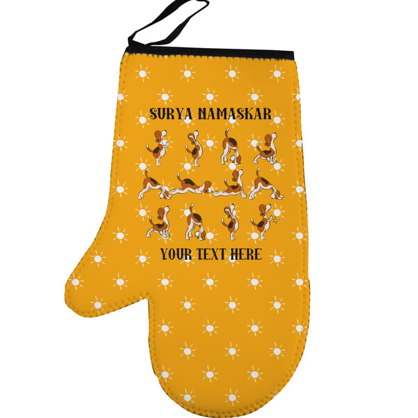Yoga Dogs Sun Salutations Personalized Oven Mitt - Left