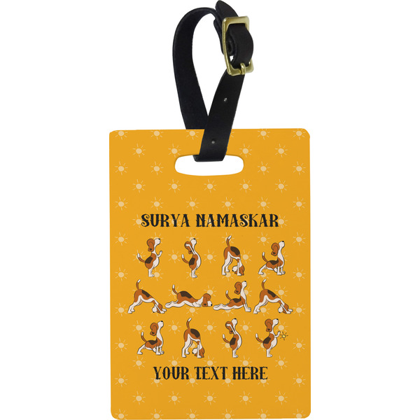 Custom Yoga Dogs Sun Salutations Plastic Luggage Tag - Rectangular w/ Name or Text
