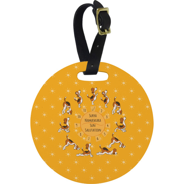 Custom Yoga Dogs Sun Salutations Plastic Luggage Tag - Round (Personalized)