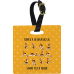 Yoga Dogs Sun Salutations Plastic Luggage Tag - Square w/ Name or Text