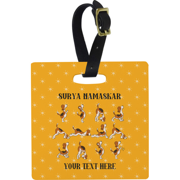 Yoga Dogs Sun Salutations Personalized Square Luggage Tag