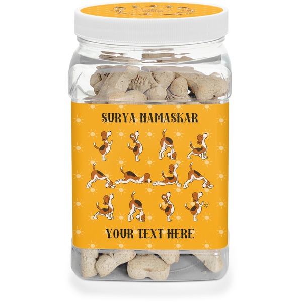 Custom Yoga Dogs Sun Salutations Dog Treat Jar (Personalized)