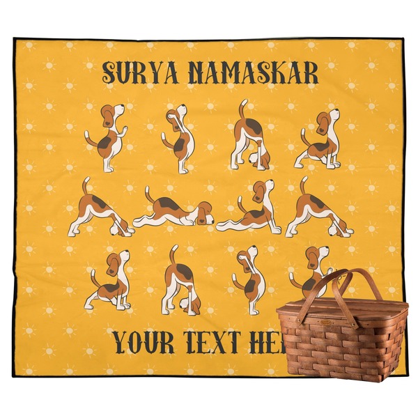 Custom Yoga Dogs Sun Salutations Outdoor Picnic Blanket (Personalized)