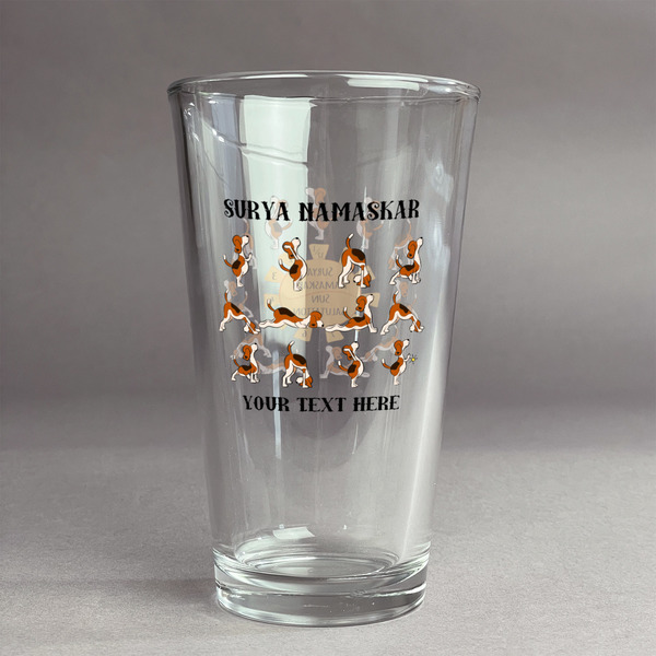 Custom Yoga Dogs Sun Salutations Pint Glass - Full Color Logo (Personalized)