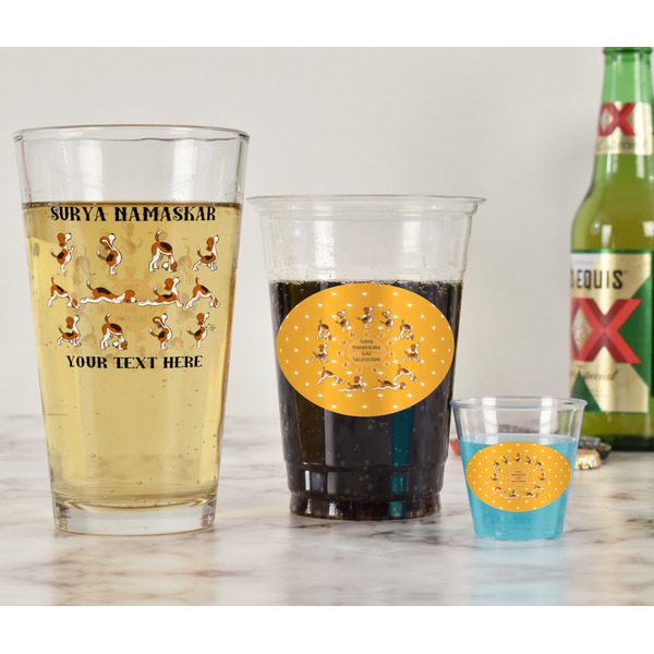 Yoga Dogs Sun Salutations Pint Glass - Two Content - In Context