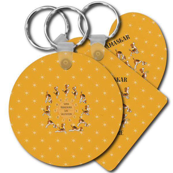 Custom Yoga Dogs Sun Salutations Plastic Keychain