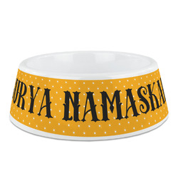 Yoga Dogs Sun Salutations Plastic Dog Bowl (Personalized)