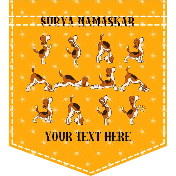 Custom Yoga Dogs Sun Salutations Iron On Faux Pocket (Personalized)