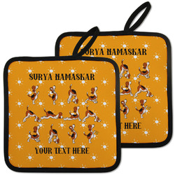 Yoga Dogs Sun Salutations Pot Holders - Set of 2 w/ Name or Text
