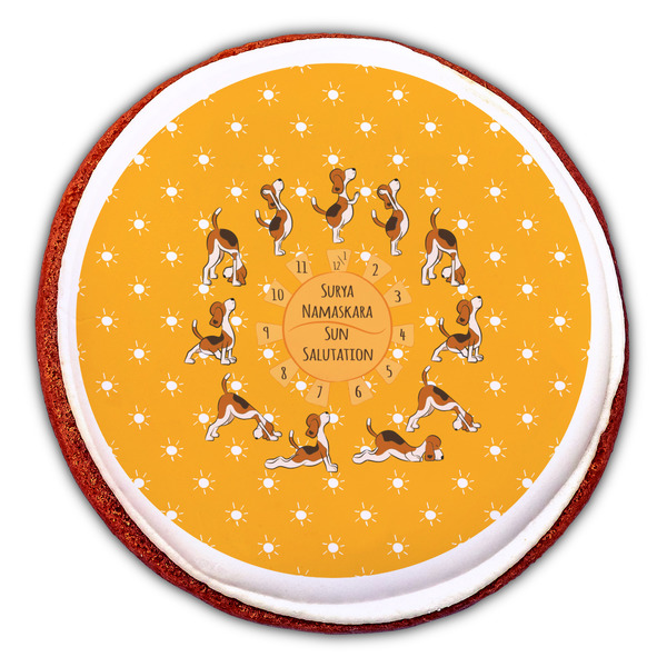 Yoga Dogs Sun Salutations Printed Icing Circle - Large - On Cookie