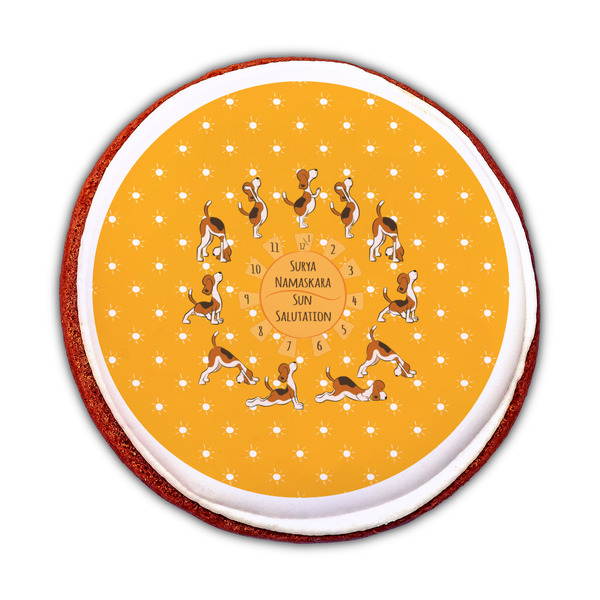 Yoga Dogs Sun Salutations Printed Icing Circle - Medium - On Cookie