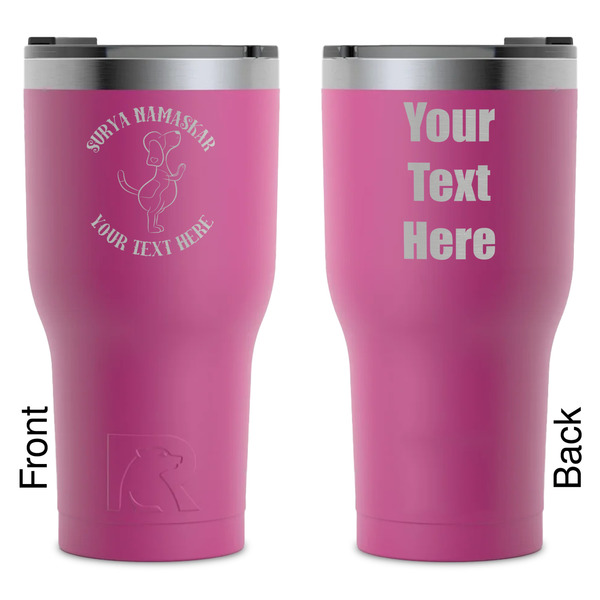Custom Yoga Dogs Sun Salutations RTIC Tumbler - Magenta - Laser Engraved - Double-Sided (Personalized)