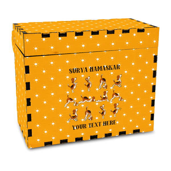 Custom Yoga Dogs Sun Salutations Wood Recipe Box - Full Color Print (Personalized)