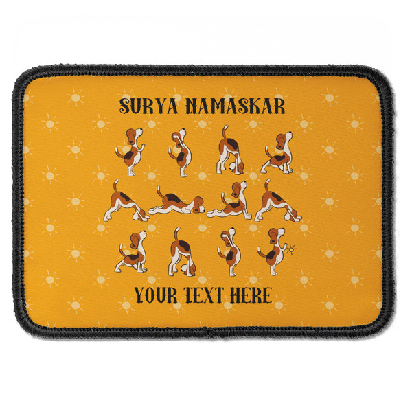 Custom Yoga Dogs Sun Salutations Iron On Rectangle Patch w/ Name or Text