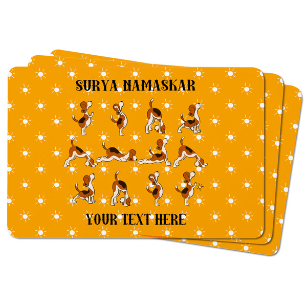 Yoga Dogs Sun Salutations Rectangular Fridge Magnet - THREE