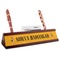 Yoga Dogs Sun Salutations Red Mahogany Nameplate with Business Card Holder (Personalized)