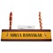 Yoga Dogs Sun Salutations Red Mahogany Nameplates with Business Card Holder - Straight