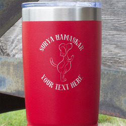 Yoga Dogs Sun Salutations 20 oz Stainless Steel Tumbler - Red - Single Sided (Personalized)