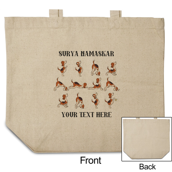 Yoga Dogs Sun Salutations Reusable Cotton Grocery Bag - Front & Back View