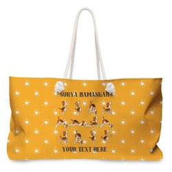 Yoga Dogs Sun Salutations Large Tote Bag with Rope Handles (Personalized)