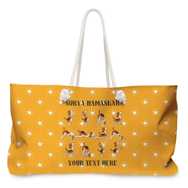Custom Yoga Dogs Sun Salutations Large Tote Bag with Rope Handles (Personalized)