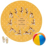 Yoga Dogs Sun Salutations Round Beach Towel