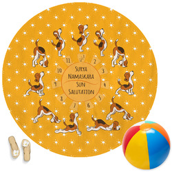 Yoga Dogs Sun Salutations Round Beach Towel