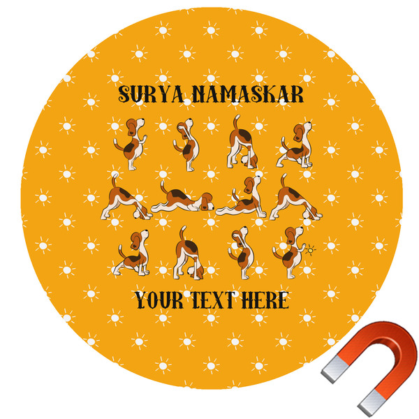 Custom Yoga Dogs Sun Salutations Round Car Magnet - 6" (Personalized)
