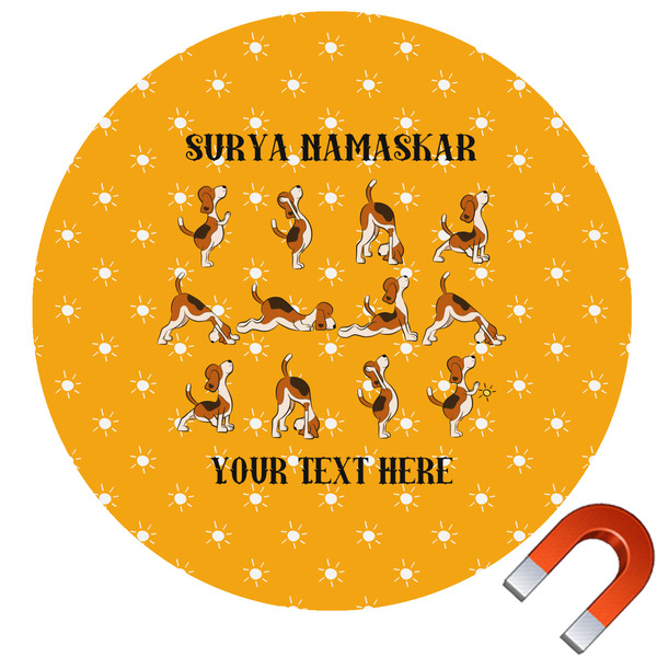 Custom Yoga Dogs Sun Salutations Round Car Magnet - 10" (Personalized)