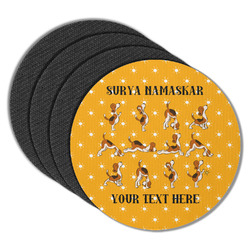 Yoga Dogs Sun Salutations Round Rubber Backed Coasters - Set of 4 (Personalized)