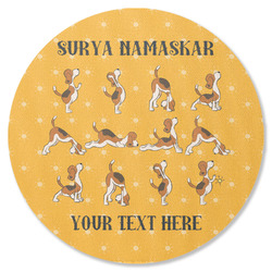 Yoga Dogs Sun Salutations Round Rubber Backed Coaster (Personalized)