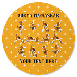 Yoga Dogs Sun Salutations Round Rubber Backed Coaster (Personalized)