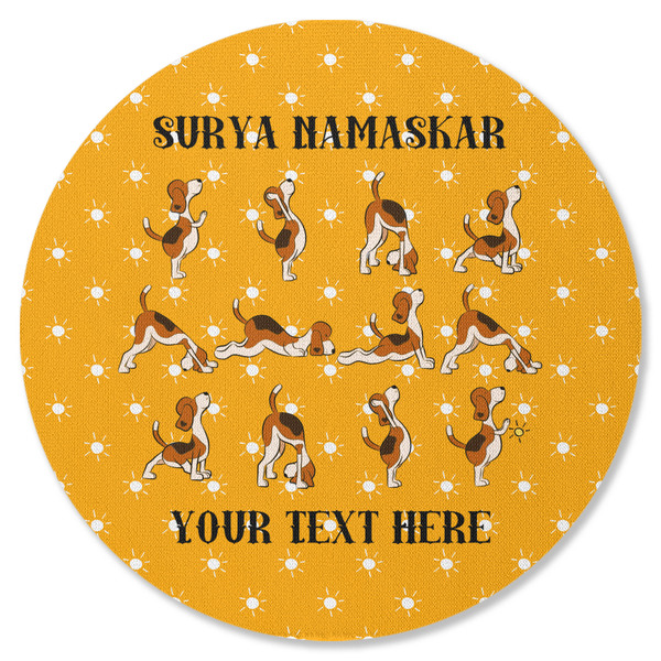 Yoga Dogs Sun Salutations Round Coaster Rubber Back - Single