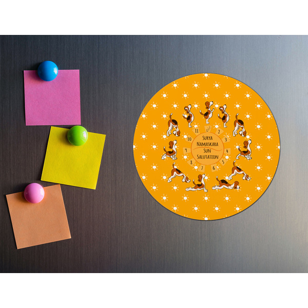 Yoga Dogs Sun Salutations Round Fridge Magnet - LIFESTYLE