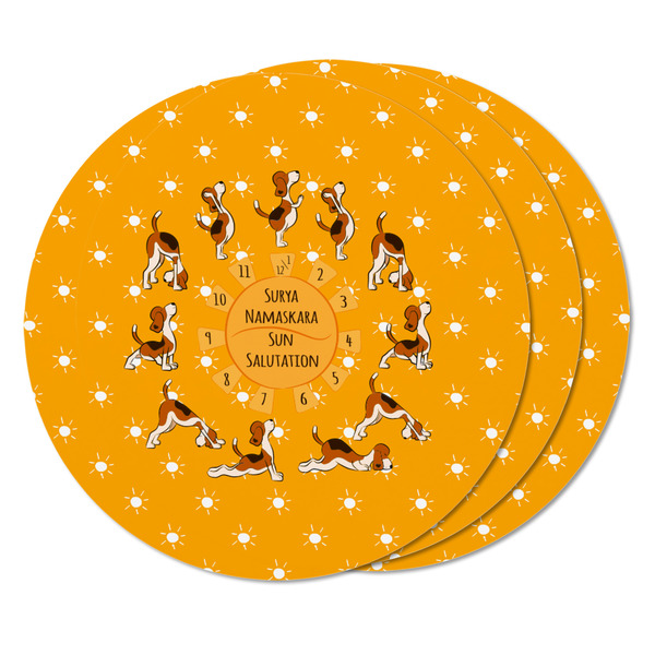 Yoga Dogs Sun Salutations Round Fridge Magnet - THREE