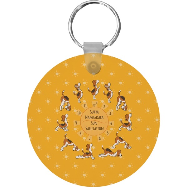 Custom Yoga Dogs Sun Salutations Round Plastic Keychain