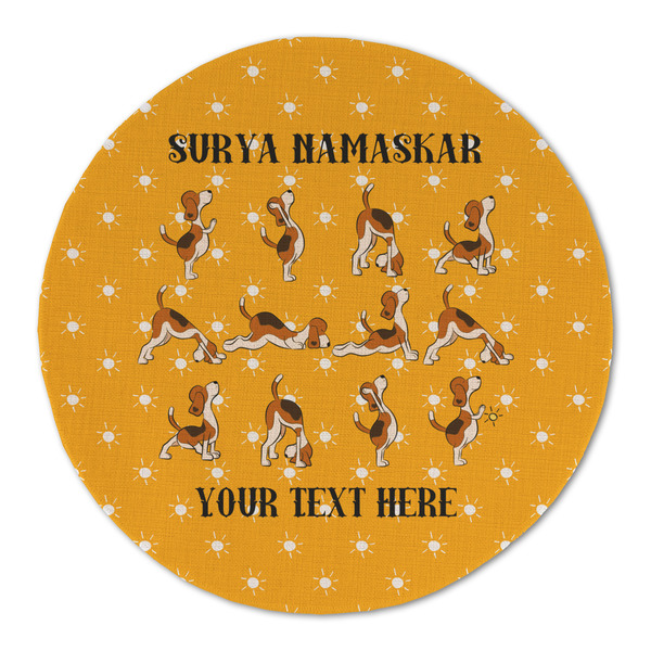 Custom Yoga Dogs Sun Salutations Round Linen Placemat - Single Sided (Personalized)